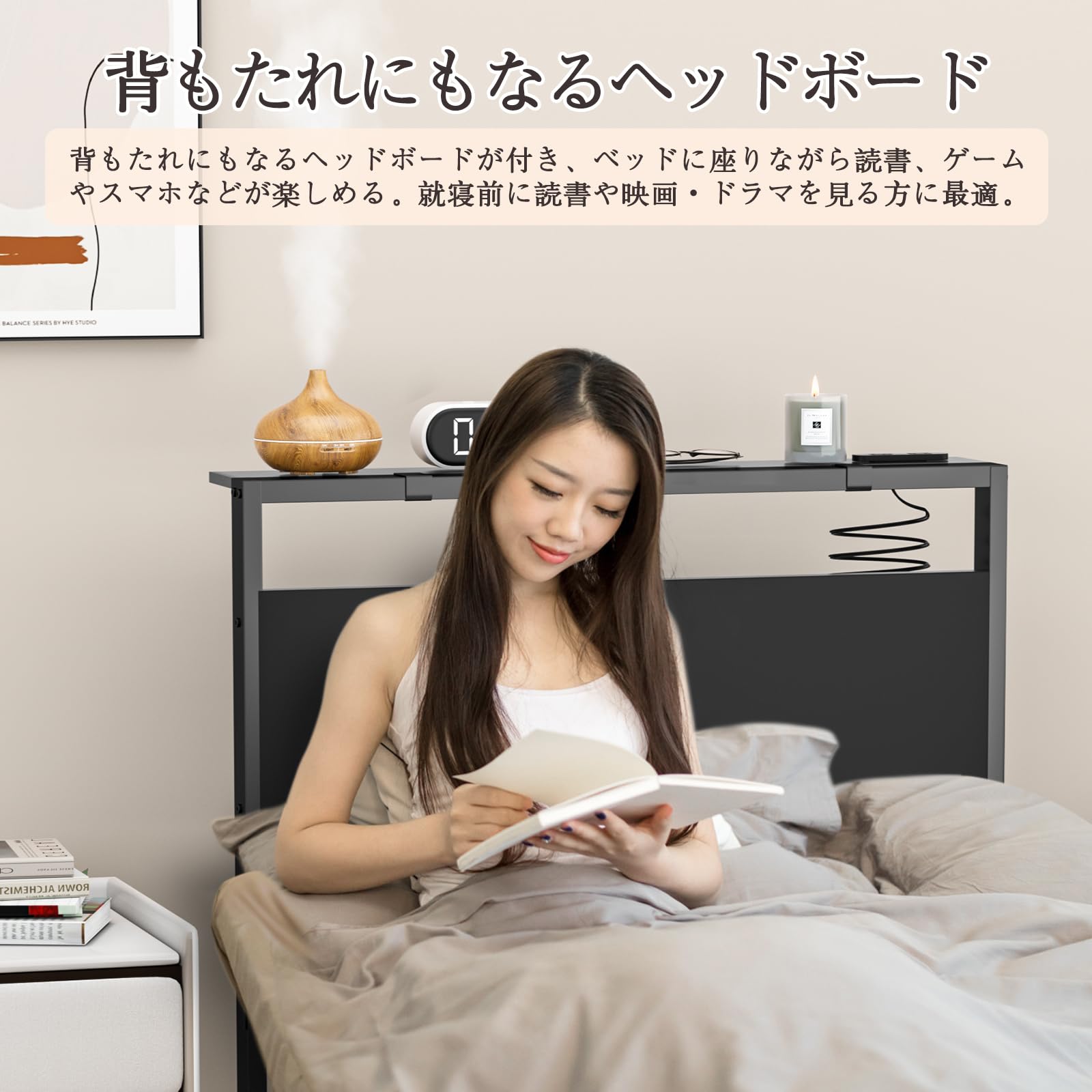 [2025改良型&軋み音ない] ベッドフレーム ベッド シングルベッド パイプベッド 耐荷重200kg 頑丈なスチルパイプ グラグラしない 30cmベッド下空間 お手入れ簡単 2口コンセント付き 快速