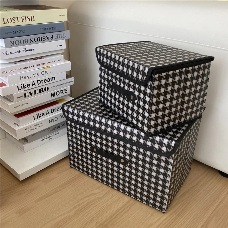 【20点セット】【送料無料】簡易千鳥格子防塵大容量収納ボックスデスクトップ雑物収納ボックス収納ボックス家庭用収納 【20点セット】【送料無料】簡易千鳥格子防塵大容量収納ボックスデスクトップ雑物収納ボックス収納ボックス家庭用収納