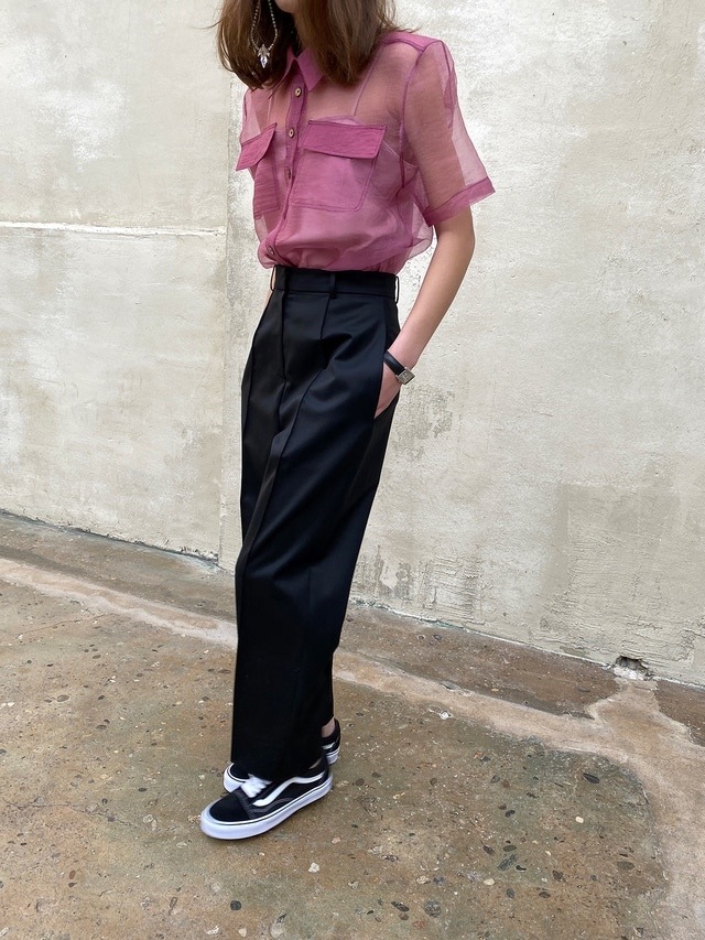 トップス デート かわいい 大人可愛い きれいめ シンプル カジュアル 大人 上品 おしゃれ お洒落 シャツ 薄手 シアー 半袖 夏 肌みせ 韓国 学生 個性的 主役級 ピンク ネイビー フリーサイズ