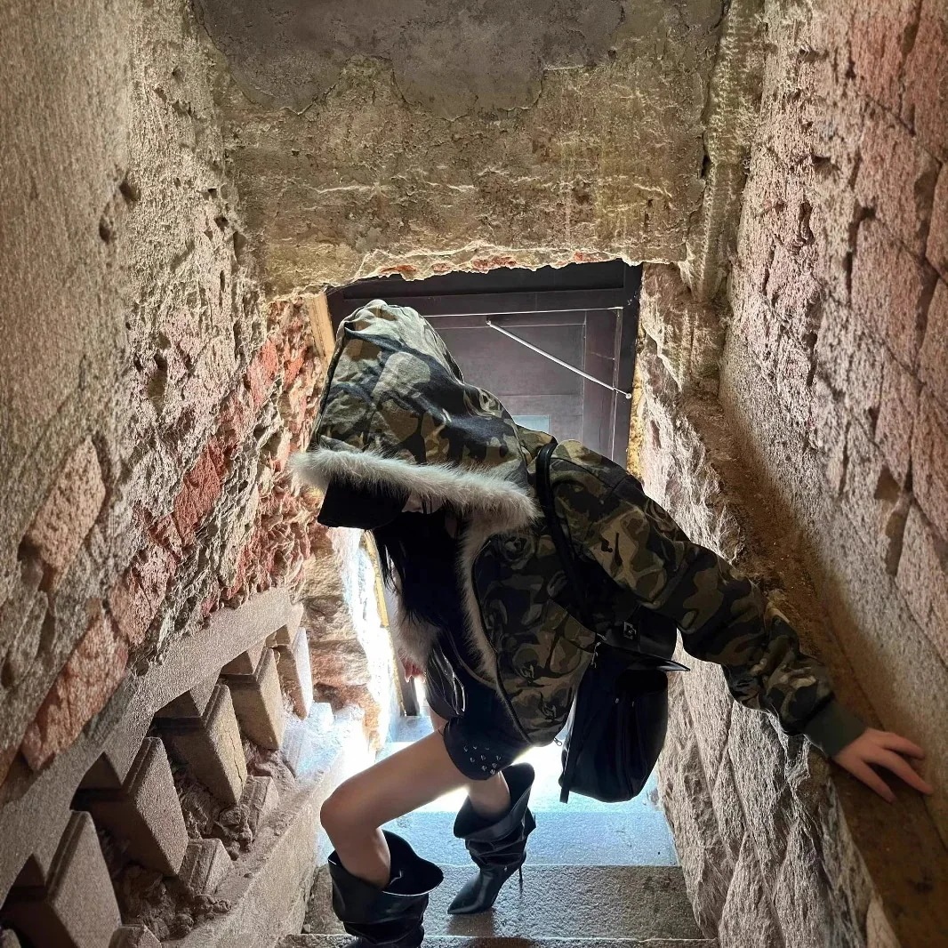 [y2k/フィットミーチム/ハイクオリティ] カモ ファー ファーダウン キルティング ダウン キルティングダウン ルーズ デイリー アウター 迷彩 ファーコートファージャケットチェスターコー福