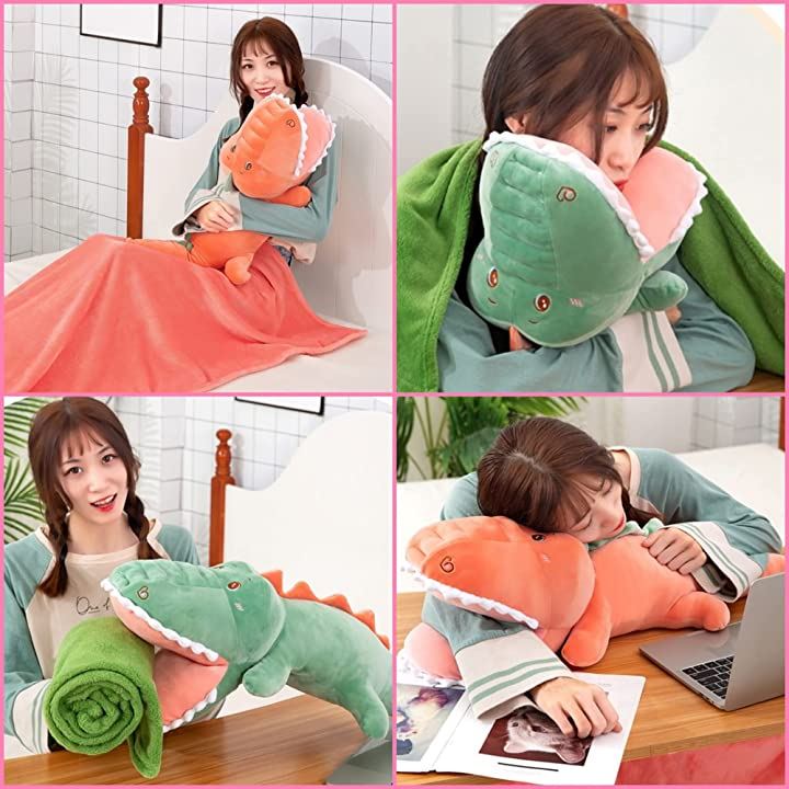 ワニ ブランケット ぬいぐるみ ひざ掛け 収納 抱き枕 癒し系 ふわふわ やわらか クッション(ピン ワニ ブランケット ぬいぐるみ ひざ掛け 収納 抱き枕 癒し系 ふわふわ やわらか クッション(ピン