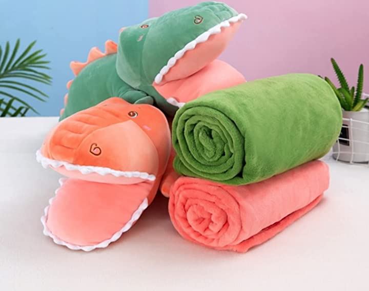 ワニ ブランケット ぬいぐるみ ひざ掛け 収納 抱き枕 癒し系 ふわふわ やわらか クッション(ピン ワニ ブランケット ぬいぐるみ ひざ掛け 収納 抱き枕 癒し系 ふわふわ やわらか クッション(ピン