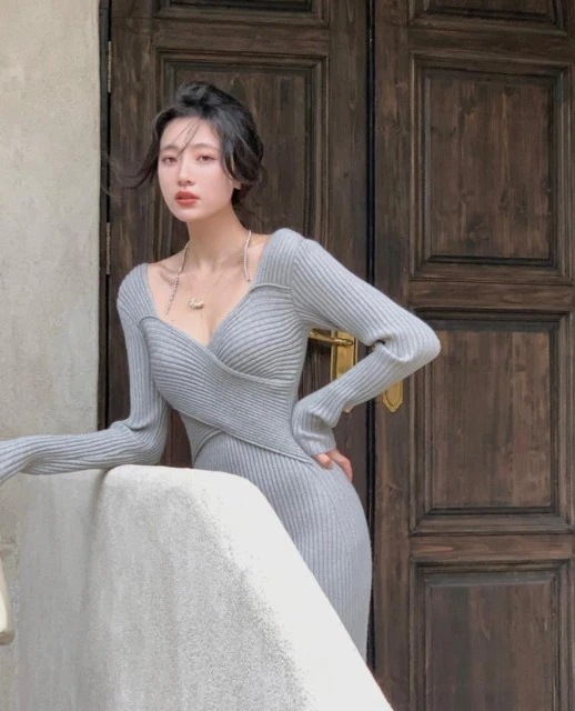 ニット ワンピース ボタン Vネック ニットワンピース ボディライン ドレス オルチャン レディース 秋 春 長袖 きれいめ ハイウエスト ニット ワンピース ボタン Vネック ニットワンピース ボディライン ドレス オルチャン レディース 秋 春 長袖 きれいめ ハイウエスト