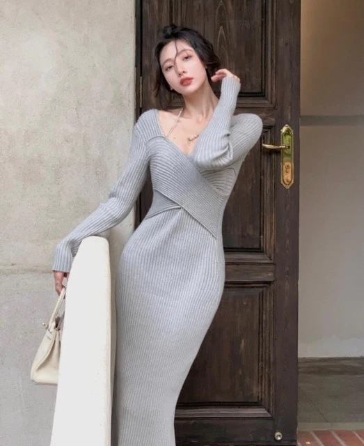 ニット ワンピース ボタン Vネック ニットワンピース ボディライン ドレス オルチャン レディース 秋 春 長袖 きれいめ ハイウエスト ニット ワンピース ボタン Vネック ニットワンピース ボディライン ドレス オルチャン レディース 秋 春 長袖 きれいめ ハイウエスト