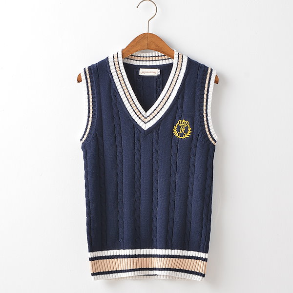 Qoo10] YUJIANXIONG ニット ベスト スクールベスト 刺繍 セ