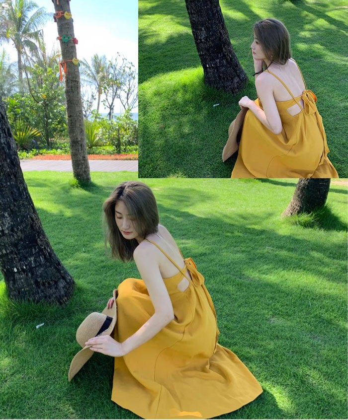 ワンピース ハワイ マキシ丈 リゾートワンピース ノースリーブ 上品 夏ワンピース 大人可愛い 夏ワンピ リゾートワンピース 無地 セクシー おしゃれ かわいい Aライト 広がる裾 女性らしさ溢れる