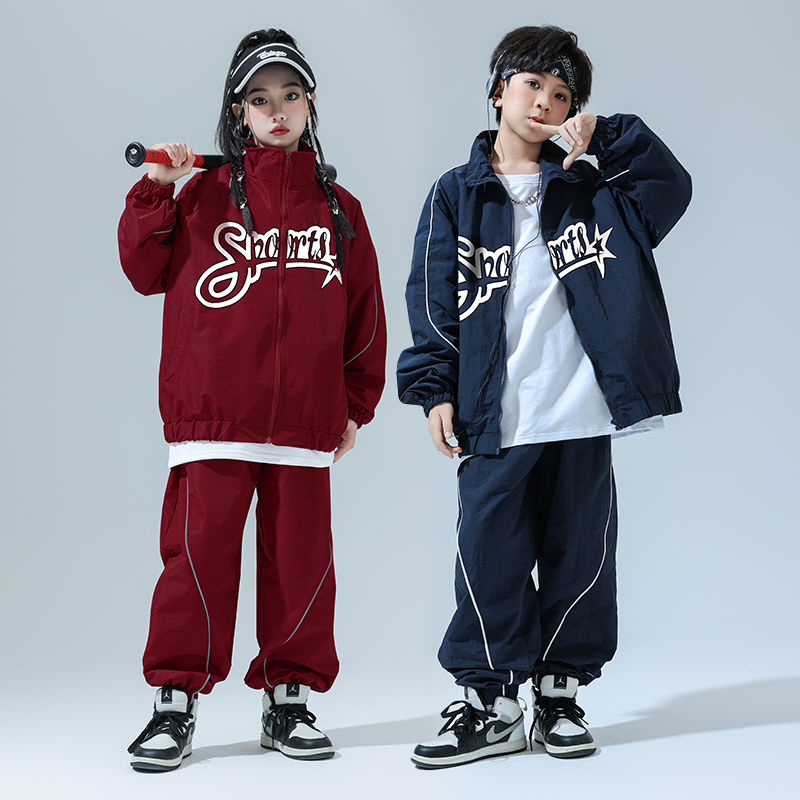 子供hiphop街舞ヒップホップ潮服表演出服秋男女子供運動会小学生クラス服セット