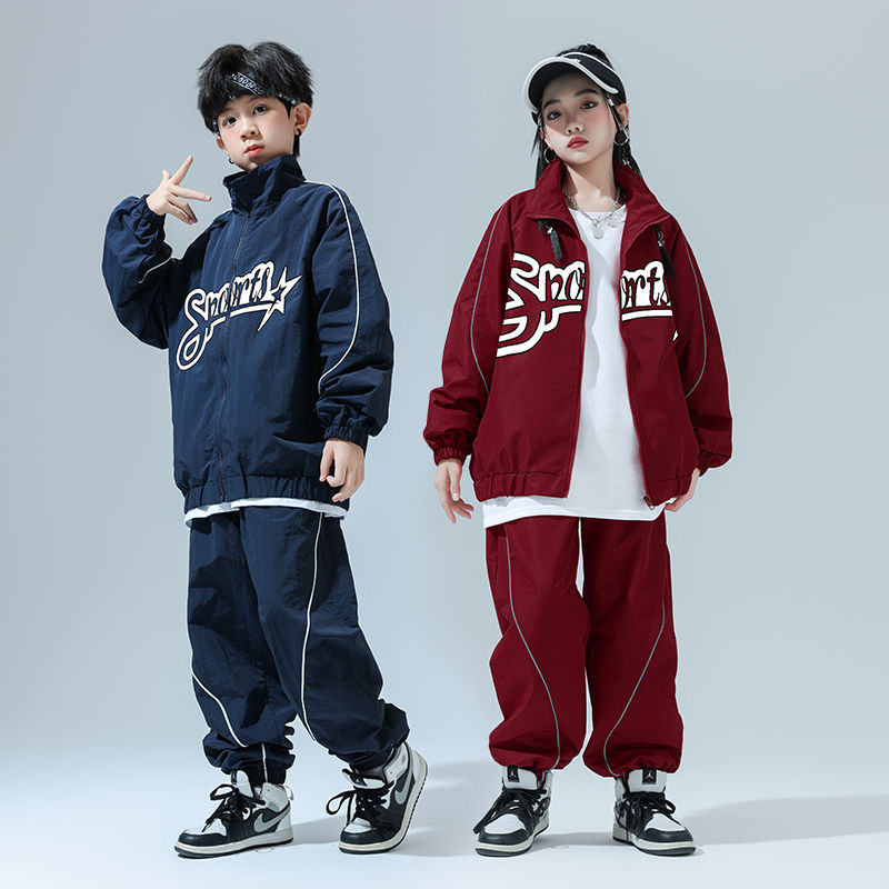 子供hiphop街舞ヒップホップ潮服表演出服秋男女子供運動会小学生クラス服セット