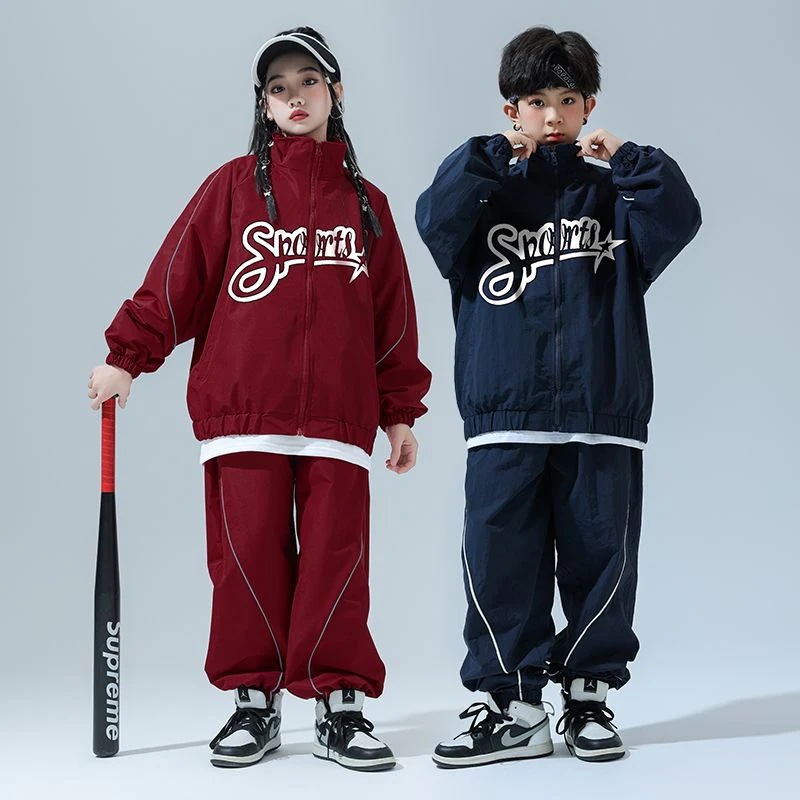 子供hiphop街舞ヒップホップ潮服表演出服秋男女子供運動会小学生クラス服セット