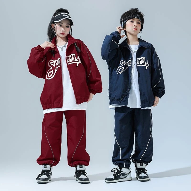 子供hiphop街舞ヒップホップ潮服表演出服秋男女子供運動会小学生クラス服セット
