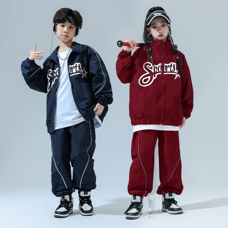 子供hiphop街舞ヒップホップ潮服表演出服秋男女子供運動会小学生クラス服セット