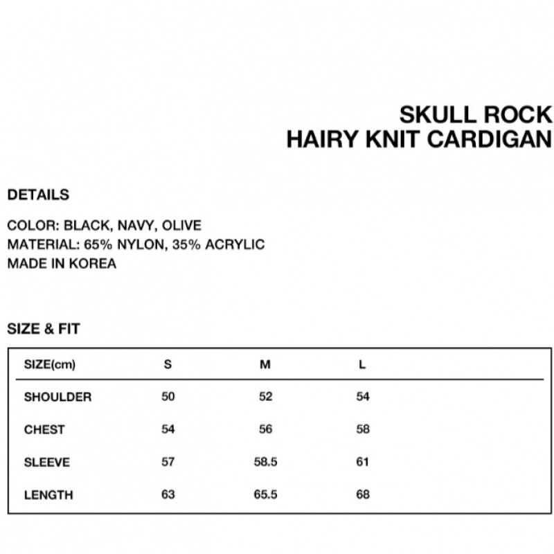 マハグリッドスカルロックヘアリーニットカーディガンオリーブ (MG2DFMK682A)