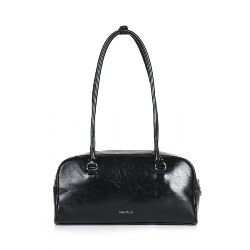 NICK&NICOLE ニコールポケットレザーバゲットバッグ_ブラック NICK&NICOLE ニコールポケットレザーバゲットバッグ_ブラック