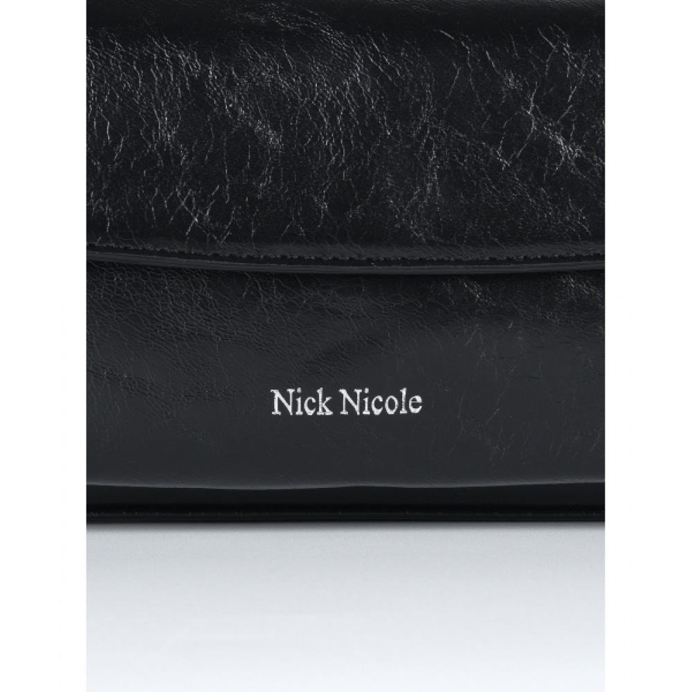 NICK&NICOLE ニコールポケットレザーバゲットバッグ_ブラック NICK&NICOLE ニコールポケットレザーバゲットバッグ_ブラック