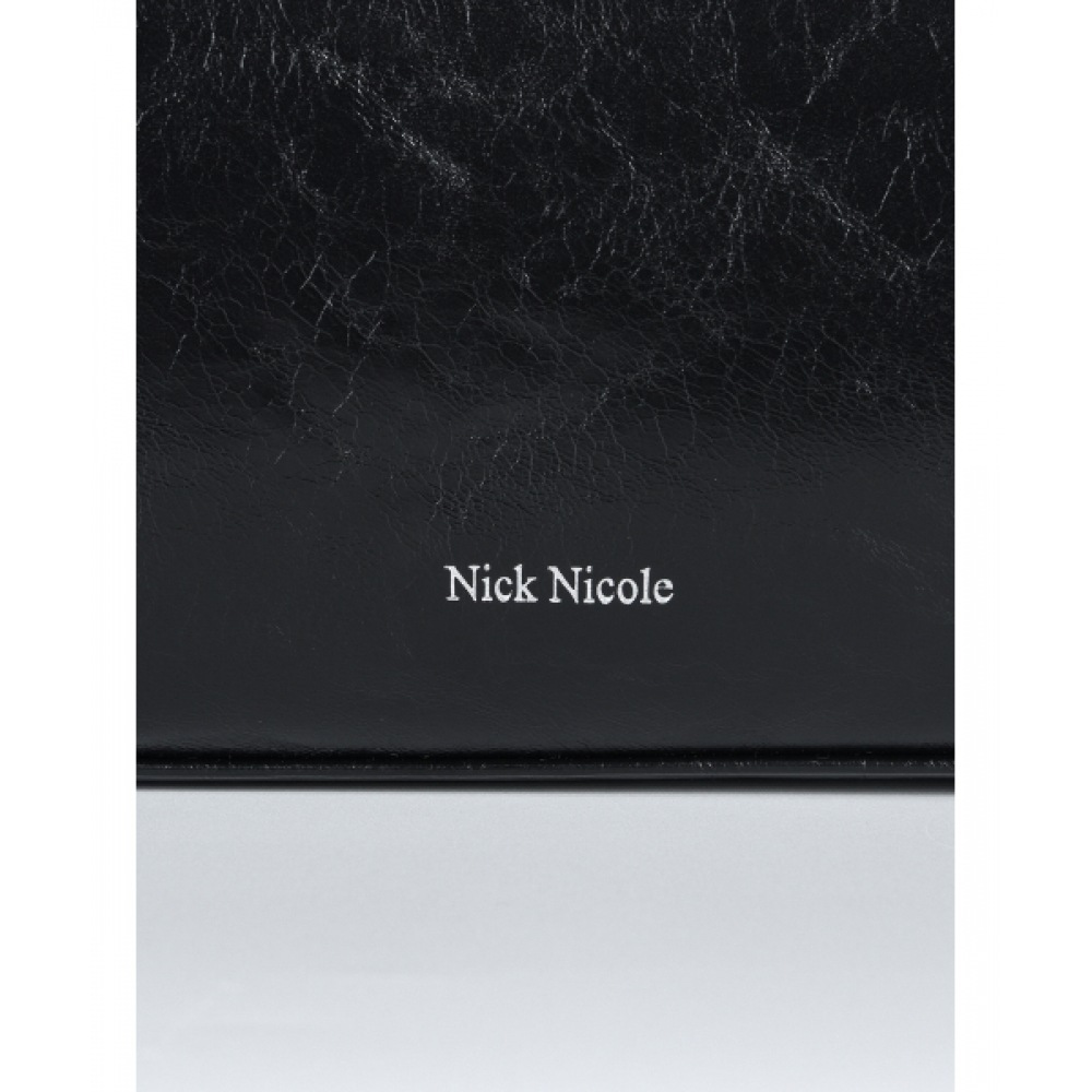 NICK&NICOLE ニコールポケットレザーバゲットバッグ_ブラック NICK&NICOLE ニコールポケットレザーバゲットバッグ_ブラック
