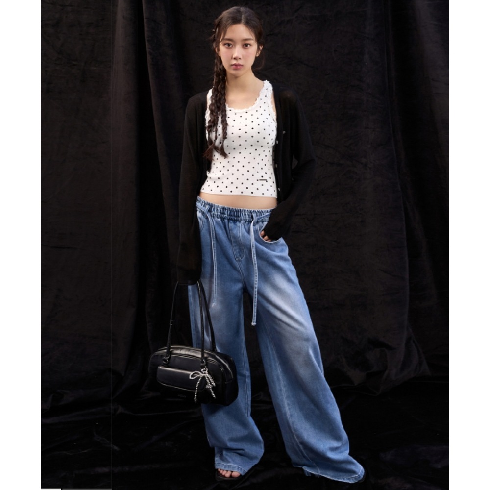 NICK&NICOLE ニコールポケットレザーバゲットバッグ_ブラック NICK&NICOLE ニコールポケットレザーバゲットバッグ_ブラック