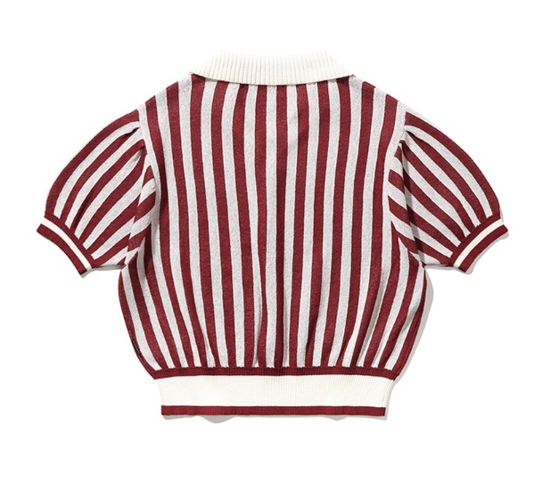 ROMANTIC CROWN】STRIPE BALLOON KNIT TOP ニット
