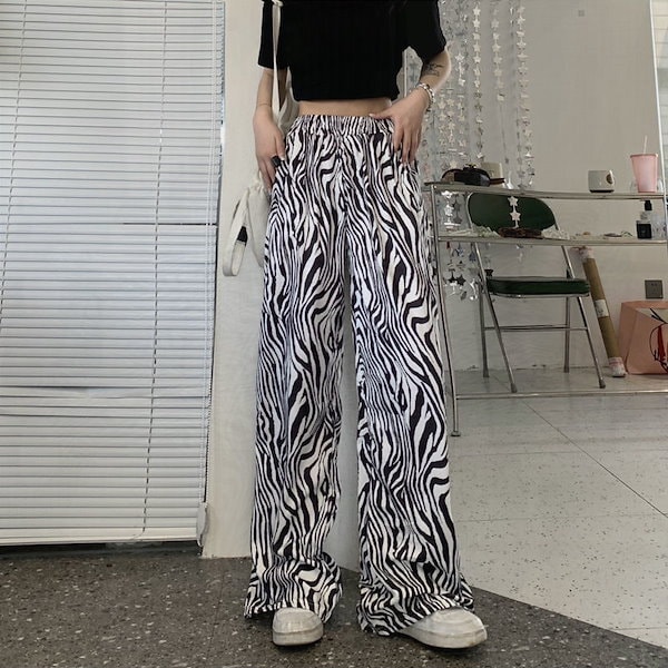 Qoo10] アイスシルク ゼブラ柄パンツ 女性 夏
