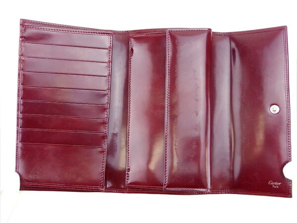 長財布 三つ折り パンテール ボルドー シルバー 中古 長財布 三つ折り パンテール ボルドー シルバー 中古