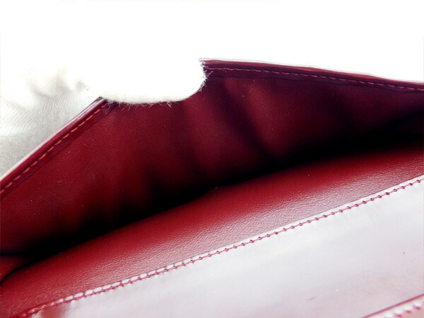 長財布 三つ折り パンテール ボルドー シルバー 中古 長財布 三つ折り パンテール ボルドー シルバー 中古