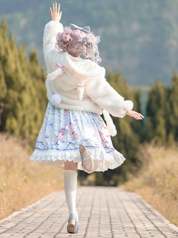 【短納期】ホワイトロリータコートポンポンボウポリエステルオーバーコートカラーブロックボウロリータアウトウェア 【短納期】ホワイトロリータコートポンポンボウポリエステルオーバーコートカラーブロックボウロリータアウトウェア