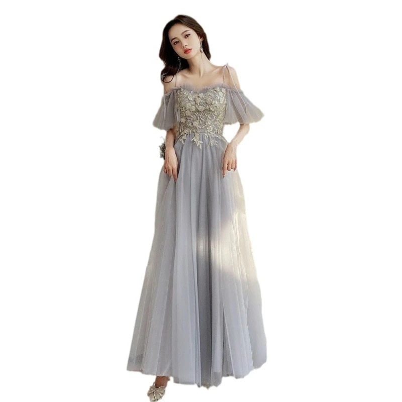 新しいグレーのサマードレス女性シニアセンス