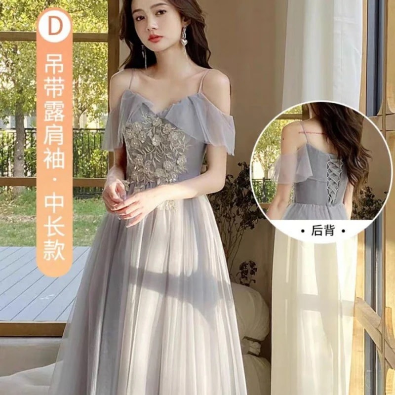 新しいグレーのサマードレス女性シニアセンス