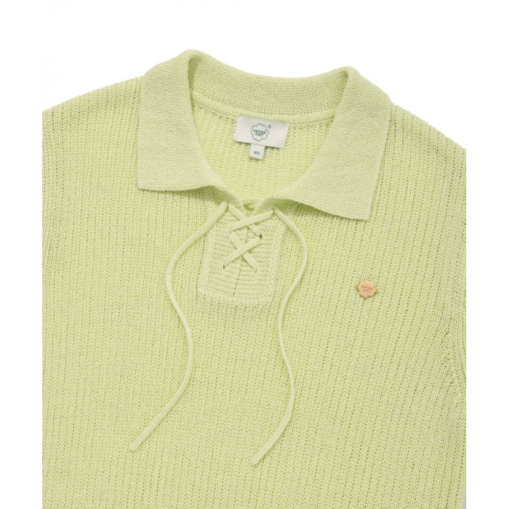 COVERNAT 女性用首輪レースアップクロスハーフニットライトライム COVERNAT 女性用首輪レースアップクロスハーフニットライトライム