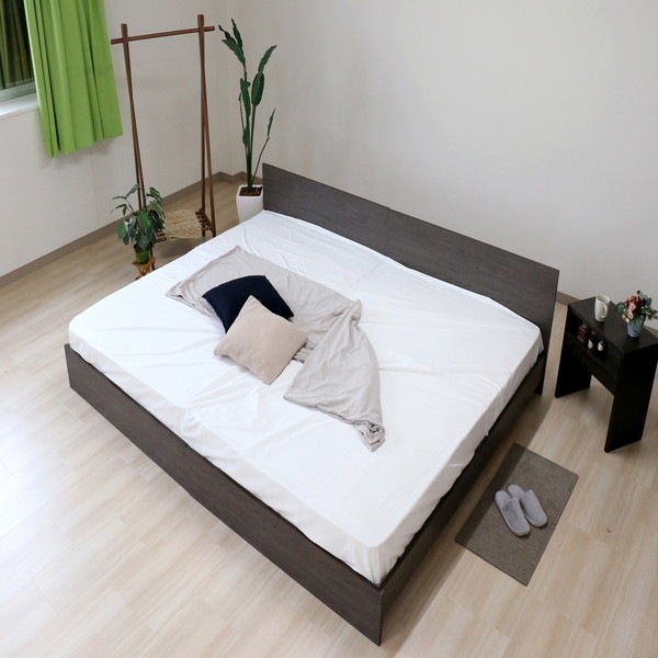 ベッド ワイドキング 280cm ダブル＋ダブル アッシュブラウン ポケットコイルマットレス付き bred-panel 組立式