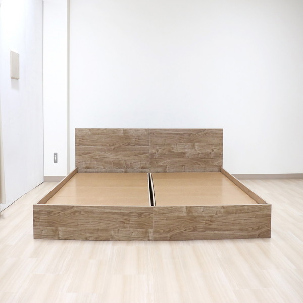 ベッド ワイドキング 280cm ダブル＋ダブル アッシュブラウン ポケットコイルマットレス付き bred-panel 組立式