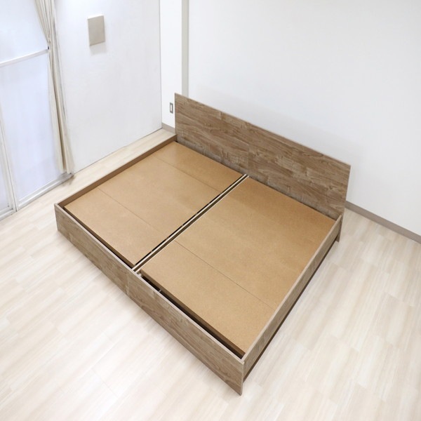 ベッド ワイドキング 280cm ダブル＋ダブル アッシュブラウン ポケットコイルマットレス付き bred-panel 組立式