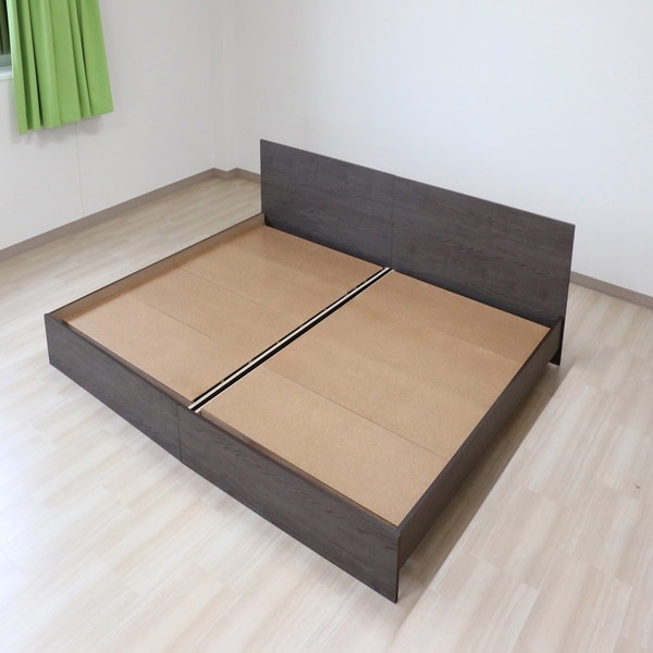 ベッド ワイドキング 280cm ダブル＋ダブル アッシュブラウン ポケットコイルマットレス付き bred-panel 組立式