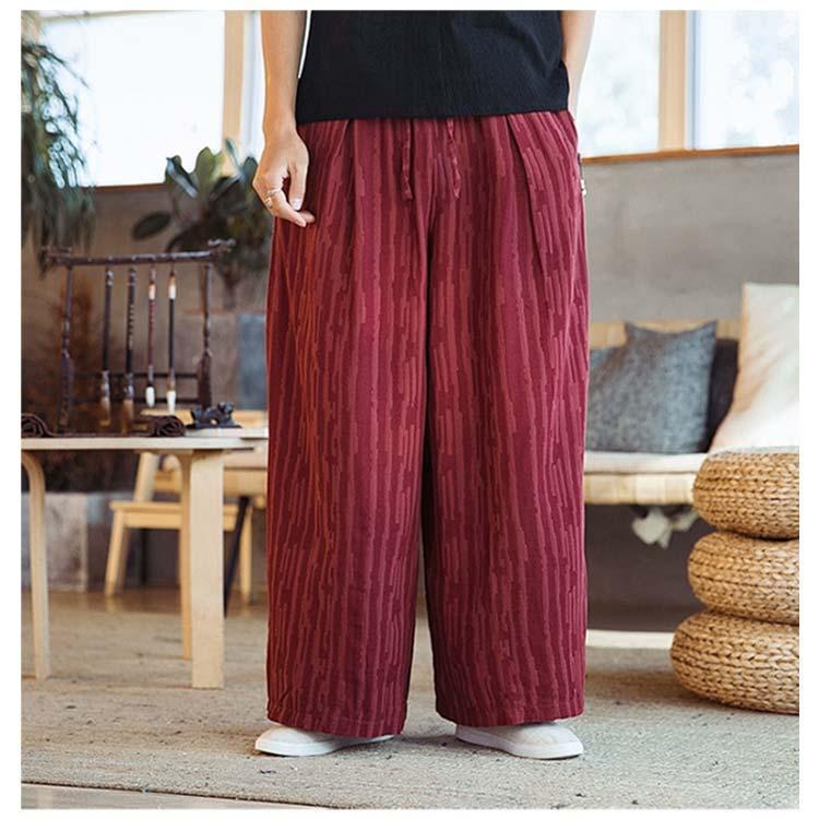 ワイド パンツ ウエストゴム メンズ リネン 麻 夏 レディース ユニセックス イージーパンツ 麻パンツ ウエストゴム シェフパンツ バギーパンツ ワ