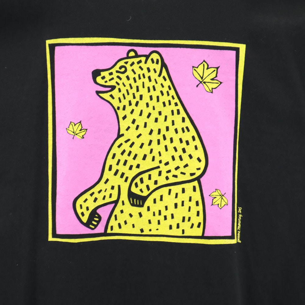 90s USA製 オールド アートT ベア プリント 半袖 Tシャツ XL ブラック クマ シングルステッチ メンズ