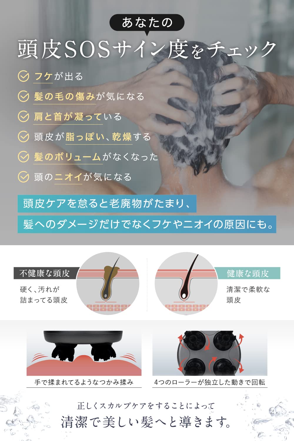 (熟練ヘッドスパニスト監修) RELX ヘッドスパ 電動頭皮ブラシ (日本企業企画) ギフト IPX7防水 スカルプケア 3D振動 リラクゼーション器 美容家電 コードレス ギフト プレゼント (スペ