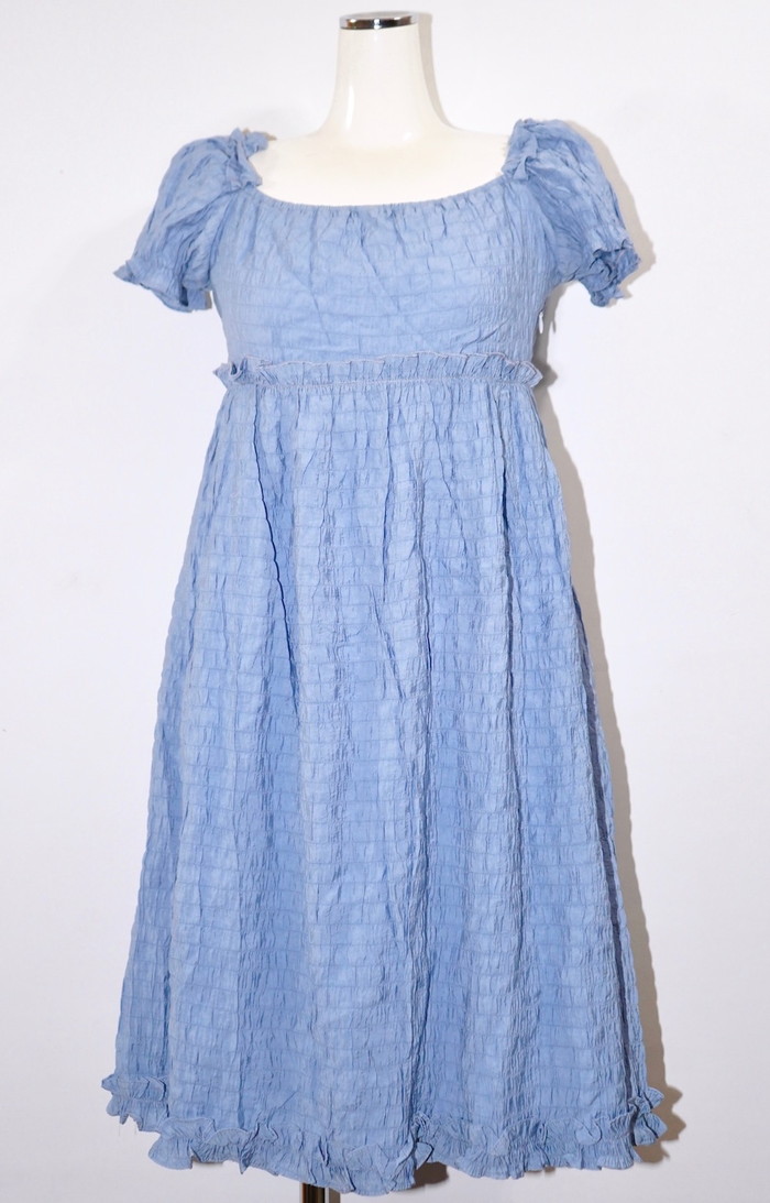Puffsleeve Classical Flare Onepiece (baby blue) A,D, Gレディース