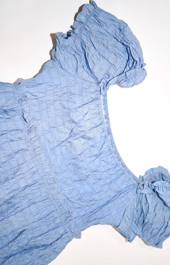 Puffsleeve Classical Flare Onepiece (baby blue) A,D, Gレディース