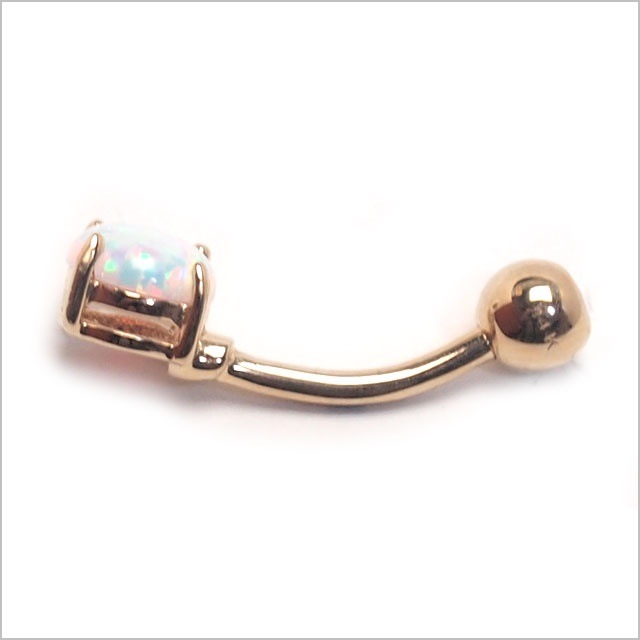 ヘソピアス 14G 14K 6mmオパールストーン バナナバーベル ボディピアス へそピアス 耳 ヘソピアス 14G 14K 6mmオパールストーン バナナバーベル ボディピアス へそピアス 耳