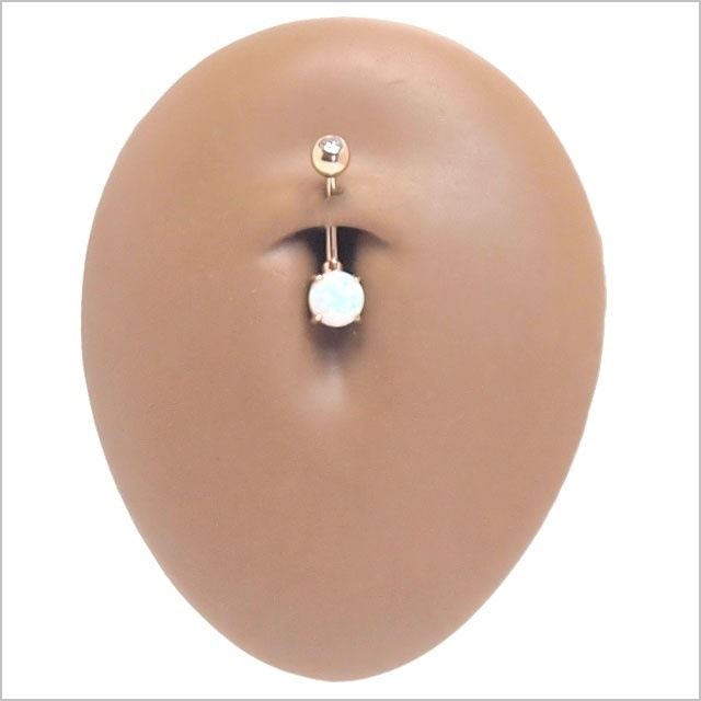 ヘソピアス 14G 14K 6mmオパールストーン バナナバーベル ボディピアス へそピアス 耳 ヘソピアス 14G 14K 6mmオパールストーン バナナバーベル ボディピアス へそピアス 耳