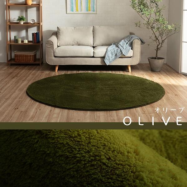 ラグ マット 絨毯 約185cm 丸 アイボリー 洗える 円形 滑りにくい 無地 床暖房 ホットカーペット対応 オールシーズン