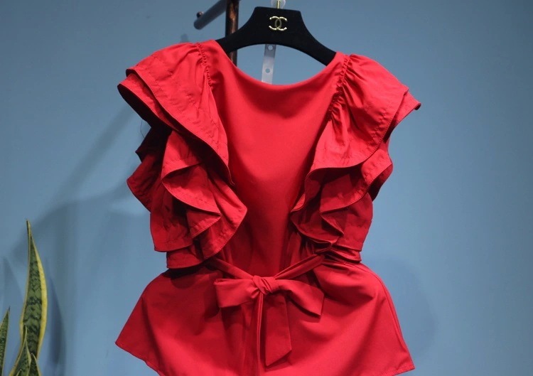 受け取って腰 トップス 韓国ファッション ブラウス 蝶結び フリル810