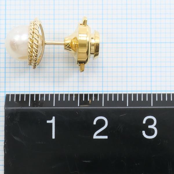 K18 18金 YG イエローゴールド 合金 ピンブローチ パール ジュエリー 中古