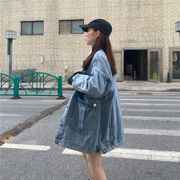 2021韓国ファッション 春服 秋服 冬服 アウター デニムジャケット ブルー ブラック 可愛い