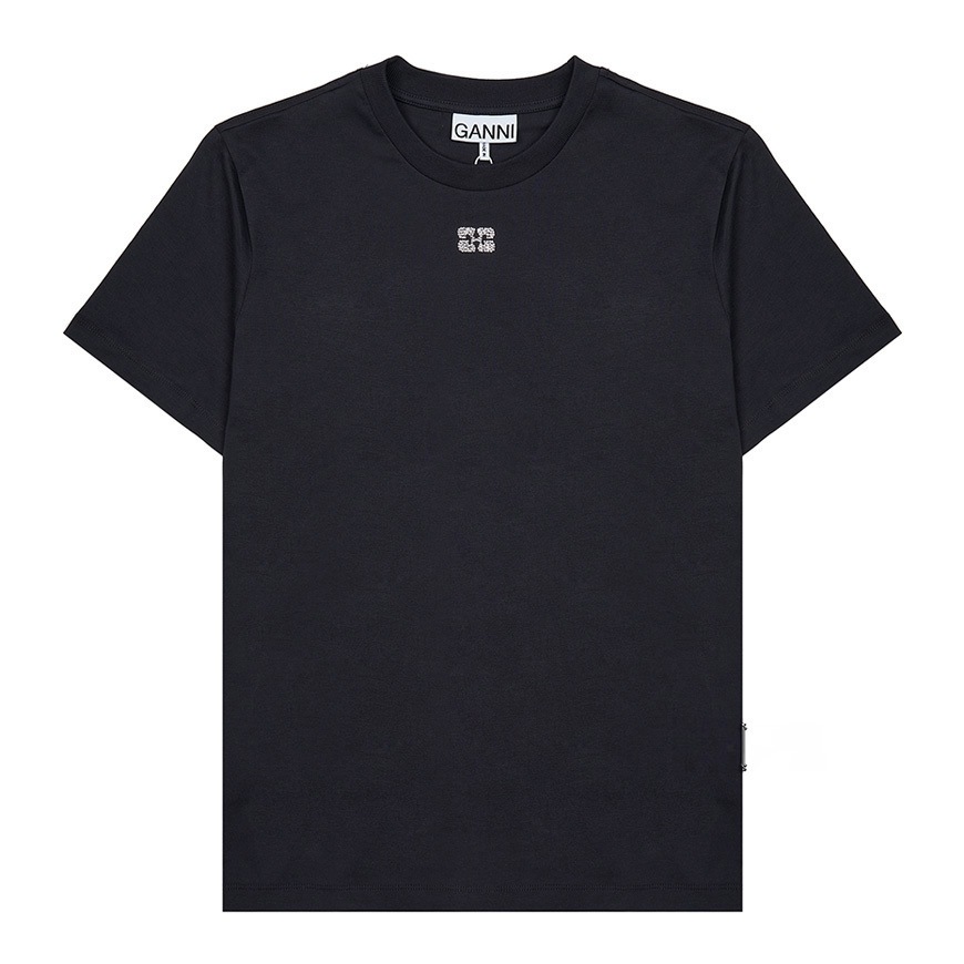 GANNI T3953 252 ラインストーンロゴTシャツ GANNI T3953 252 ラインストーンロゴTシャツ