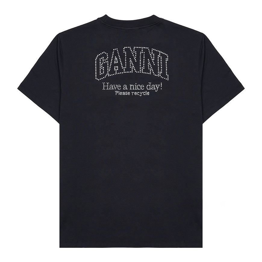 GANNI T3953 252 ラインストーンロゴTシャツ GANNI T3953 252 ラインストーンロゴTシャツ