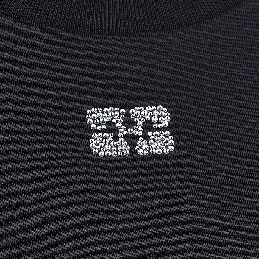 GANNI T3953 252 ラインストーンロゴTシャツ GANNI T3953 252 ラインストーンロゴTシャツ