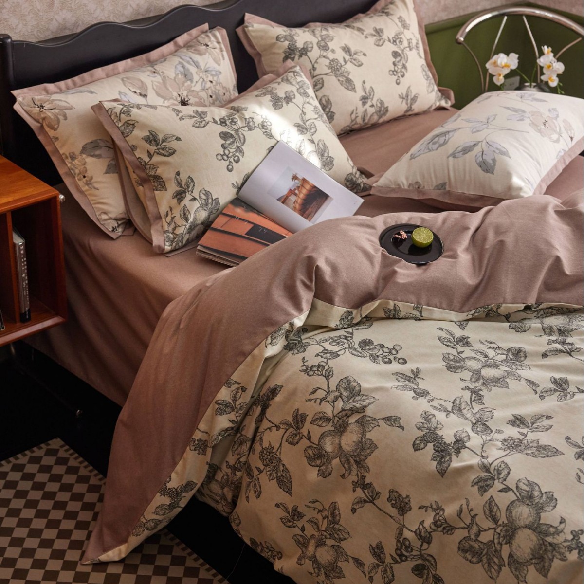 秋冬高級感コットン60 s研磨毛織プリント4点セット厚手保温全綿アメリカンシーツベッド笠カバー 秋冬高級感コットン60 s研磨毛織プリント4点セット厚手保温全綿アメリカンシーツベッド笠カバー