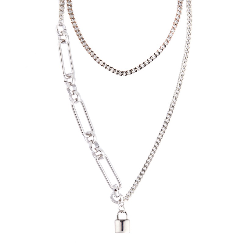(2セット) Rock Halfchain Layered Necklace 韓国人気