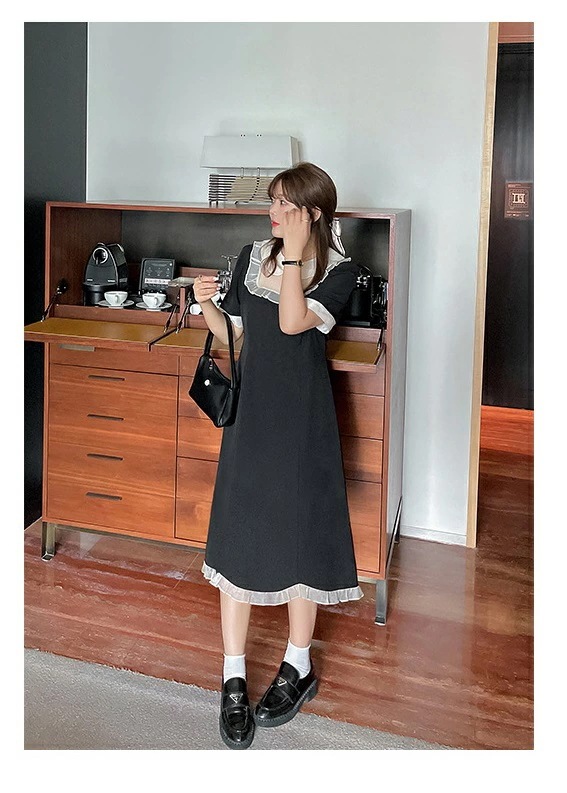 おすすめランキングL～6L1色ブラック 膝下丈 ロング丈 大きいサイズ ワンピース お嬢様 ワンピ クラシカル 学生 ロリータ ゴスロリ レトロ コスプレ 制服 イベント アイドル 衣装ぽっち