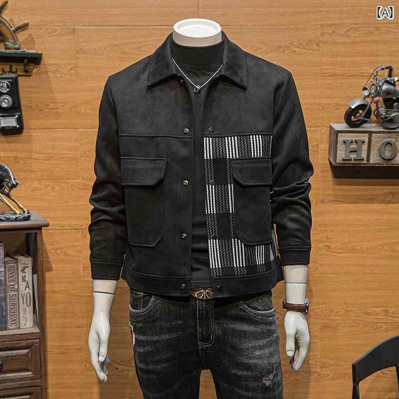 メンズ ファッション スエード ジャケット ジャケット 春秋 カジュアル スリム メンズ ファッション スエード ジャケット ジャケット 春秋 カジュアル スリム